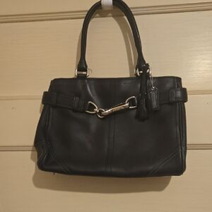Coach Black Leather Tote Handbag